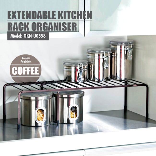 Extendable Steel Rack Organiser - Coffee - 4