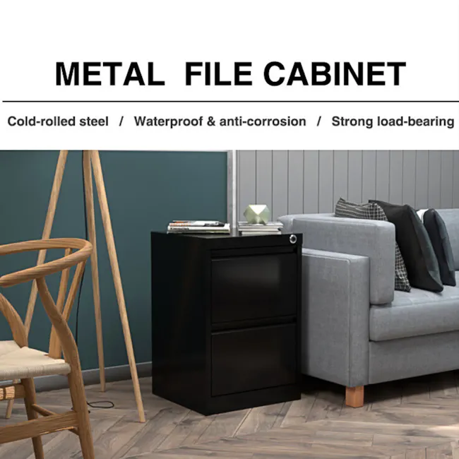 Filex 2-Drawer Vertical Filing Cabinet - Black - 3