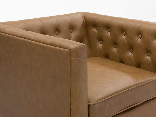 Cadencia 2 Seater Sofa with Cadencia Armchair - Tan (Faux Leather) - 7