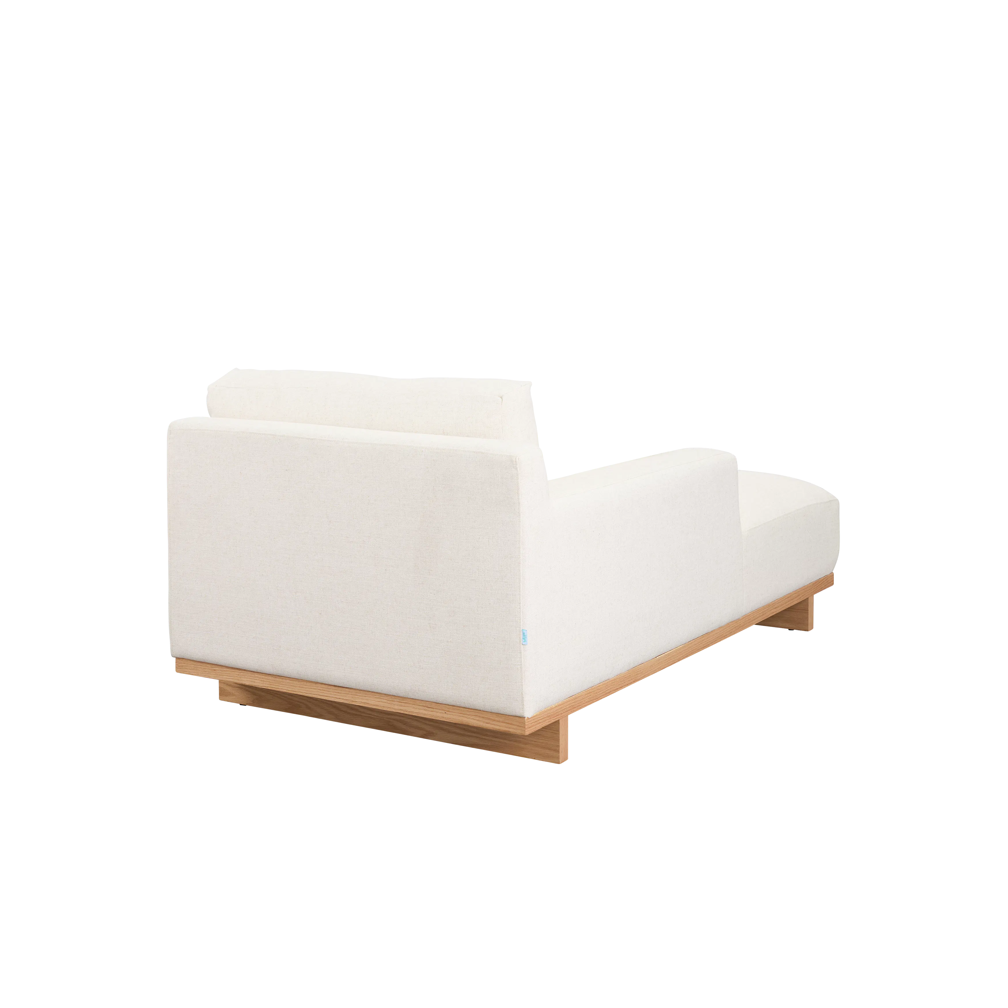 Miu L-Shaped Lounge Sofa - 13 - Modern minimalist sofa, light beige fabric, wooden frame, clean lines, contemporary design