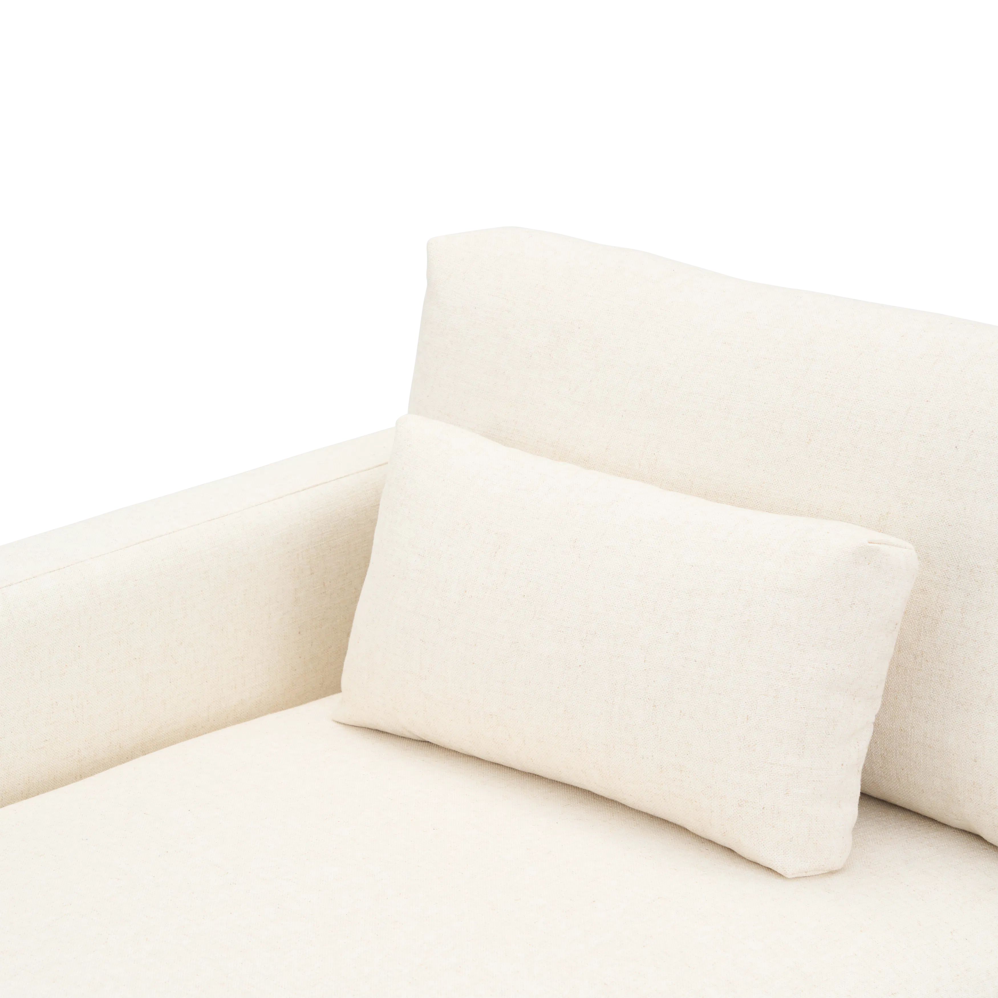 Miu L-Shaped Lounge Sofa - 16 - Cream-colored fabric sofa, minimalist design, soft texture, natural lighting, neutral color