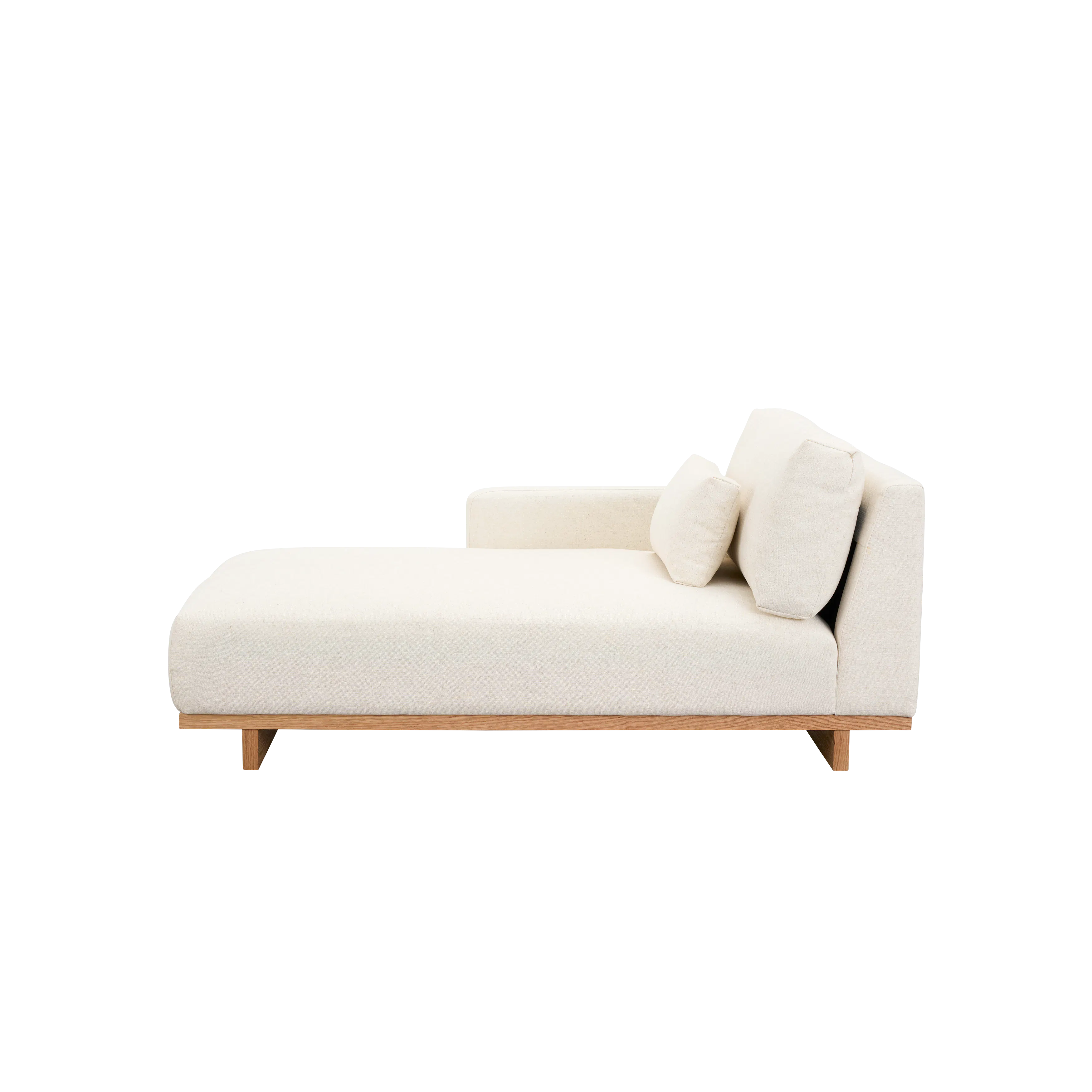 Miu L-Shaped Lounge Sofa - 12 - Modern minimalist sofa, light beige fabric, wooden legs, soft cushions, cozy living room