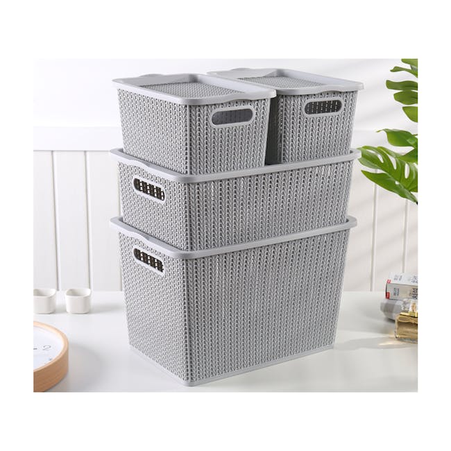 Braided Storage Basket with Lid - Small - 2