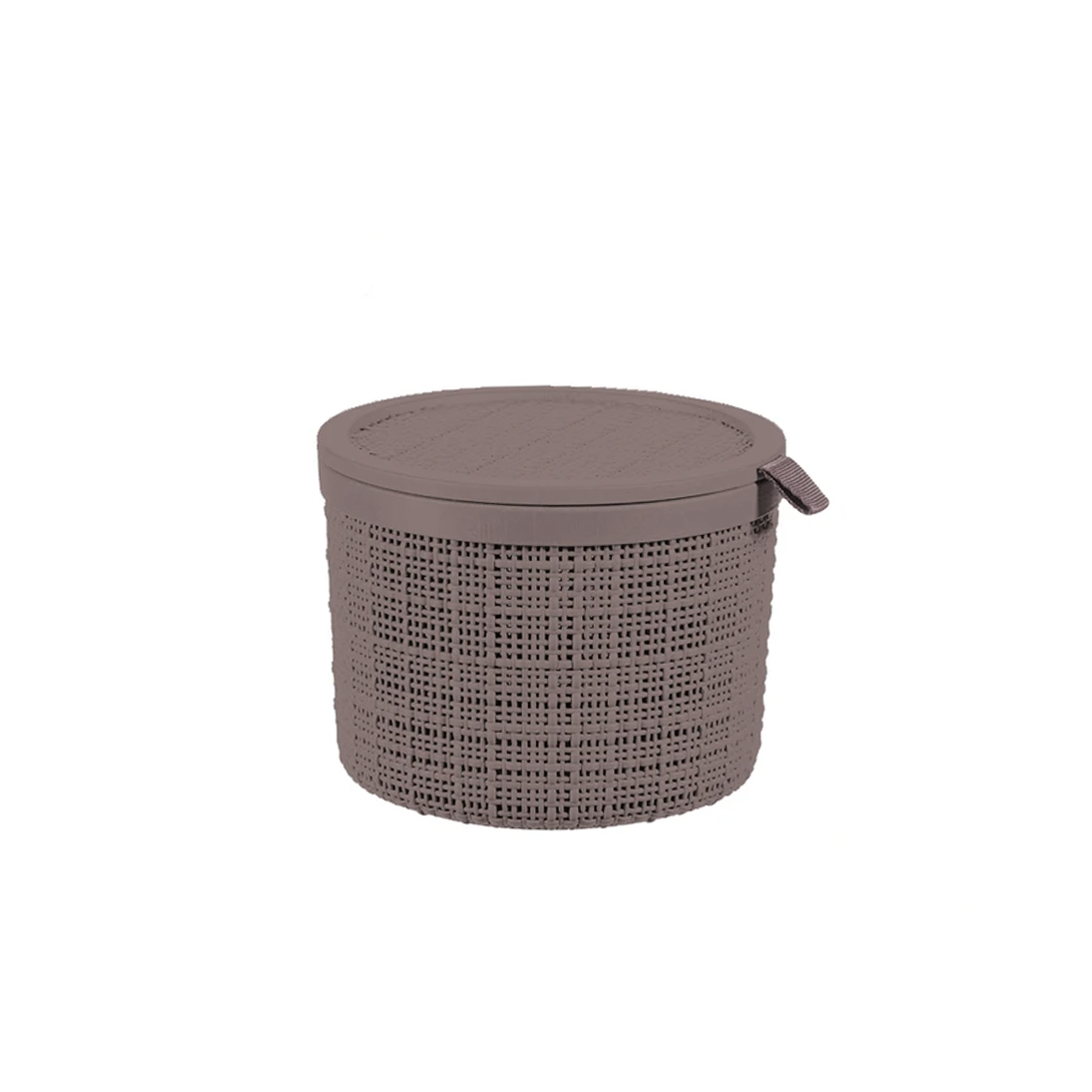 Jute Round Basket + Lid 2L - Peppercorn