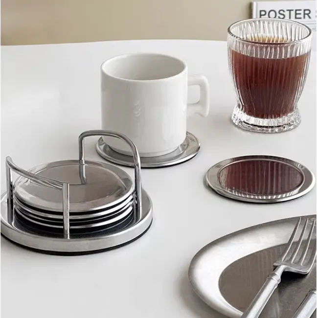 Sonis Stainless Steel Coasters (Set of 5) - 4