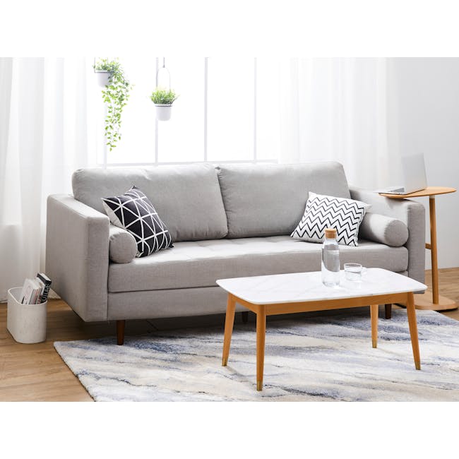 Nolan 3 Seater Sofa in Slate (Fabric) with Vezel Lounge Chair in Oak, Russett - 2