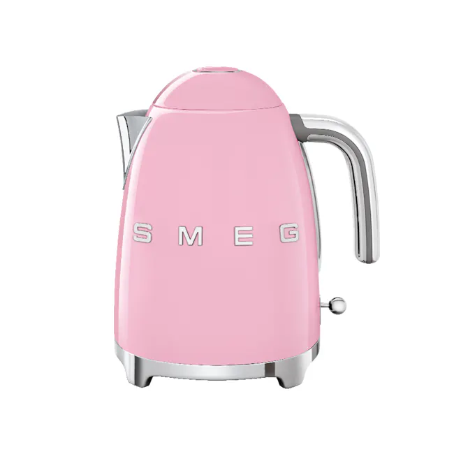 Smeg 1.7L Kettle - Pink - 1 - Pink electric kettle, sleek design, modern aesthetic, stylish kitchen appliance, high-quality