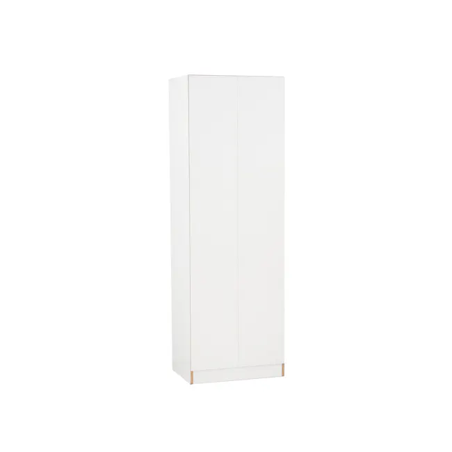 Miah 2 Door Wardrobe - Natural, White - 11 - White minimalist cabinet, sleek design, modern decor, simple structure, tall
