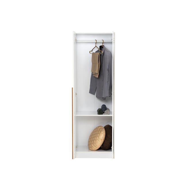 Miah 2 Door Wardrobe with Open Shelves - White - 3