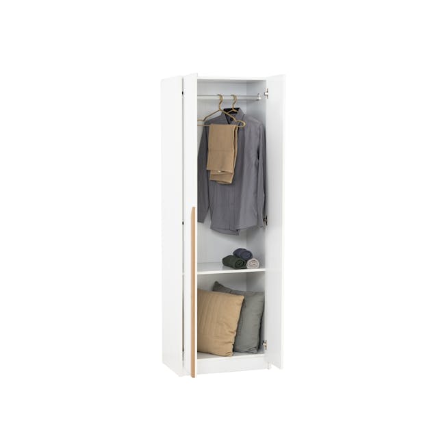 Miah 2 Door Wardrobe with Open Shelves - White - 10