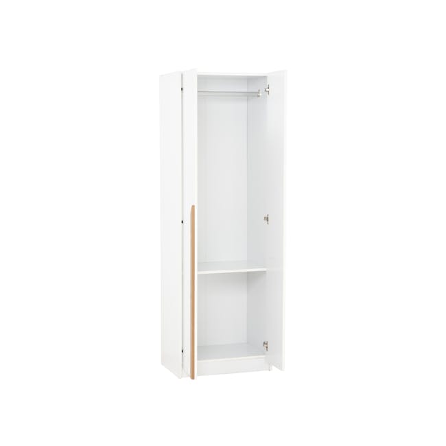 Miah 2 Door Wardrobe with Open Shelves - White - 12