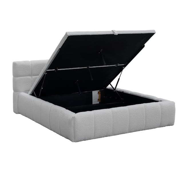 Aubrielle Storage Queen Bed - Light Grey Boucle - 10