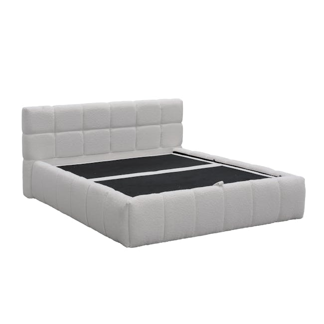 Aubrielle Storage Queen Bed - Light Grey Boucle - 9