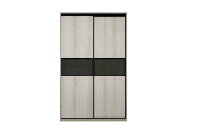 Lorren Sliding Door Wardrobe 3 with Glass Panel - White Oak - 7
