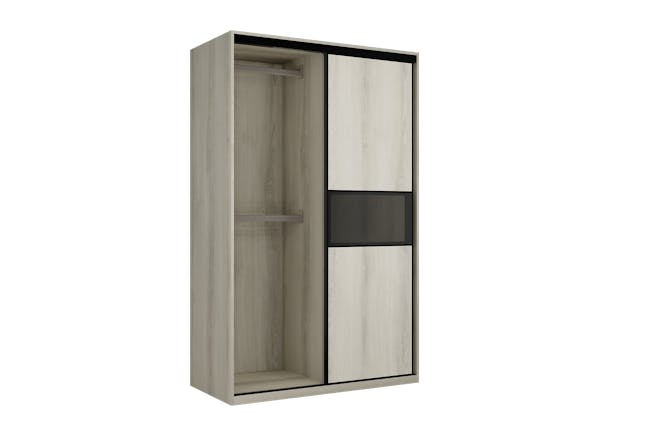 Lorren Sliding Door Wardrobe 3 with Glass Panel - White Oak - 12
