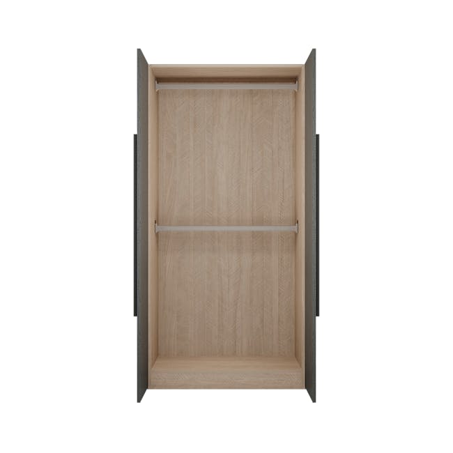 Lucca 2 Door Wardrobe 1 - Graphite Linen, Herringbone Oak - 0