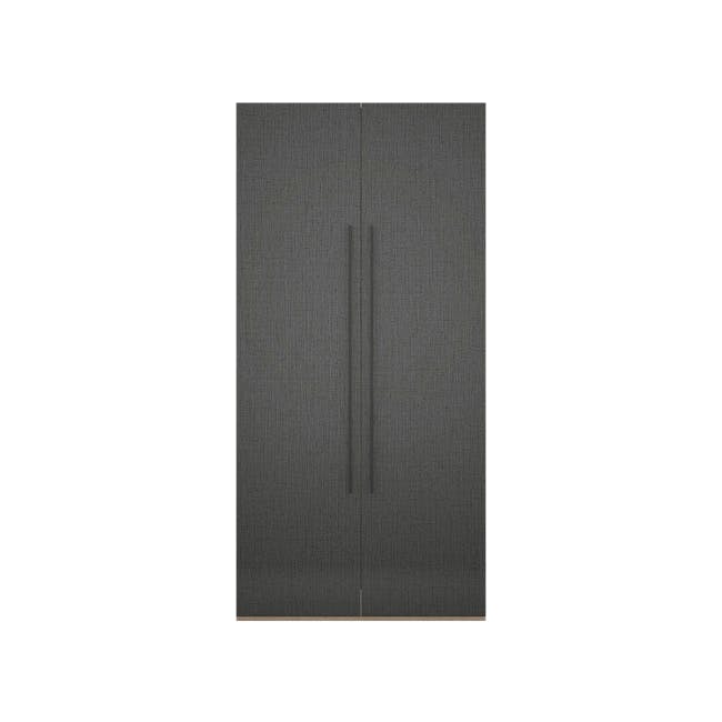 Lucca 2 Door Wardrobe 1 - Graphite Linen, Herringbone Oak - 1
