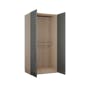 Lucca 2 Door Wardrobe 1 - Graphite Linen, Herringbone Oak - 2