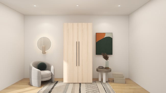 Lucca 2 Door Wardrobe 1 - Graphite Linen, Herringbone Oak - 5
