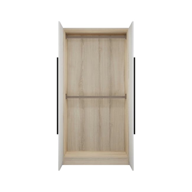 Lucca 2 Door Wardrobe 1 - Matte White, White Oak - 0