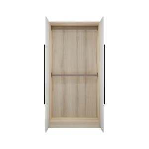 Lucca 2 Door Wardrobe 1 - Matte White, White Oak