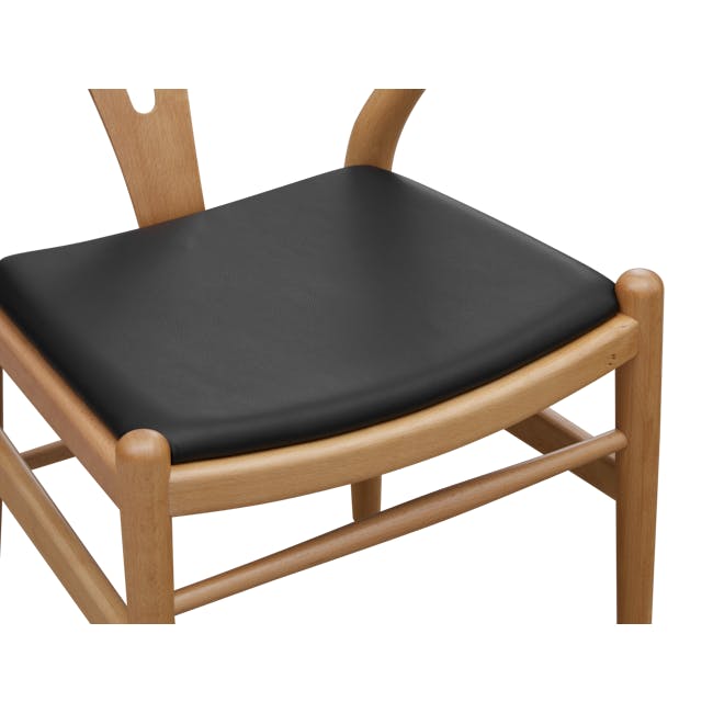 Caine Chair - Oak, Black (Genuine Cowhide) - 4