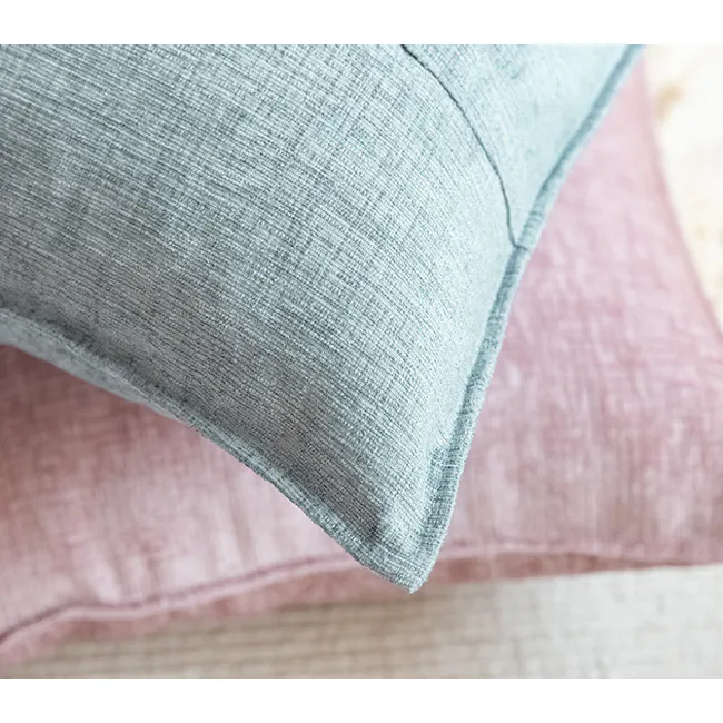 Lucy Cushion - Iceberg - 5 - Soft, textured blue pillow, layered pillows, cozy interior, natural fabric, pastel pink pillow
