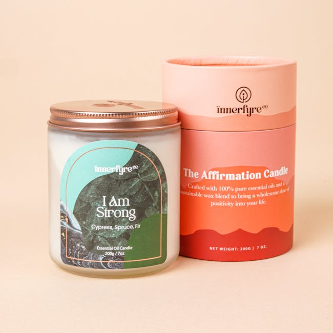 Innerfyre Co I AM STRONG Candle 200g - Angelica Root, Cypress & Cedar - 1