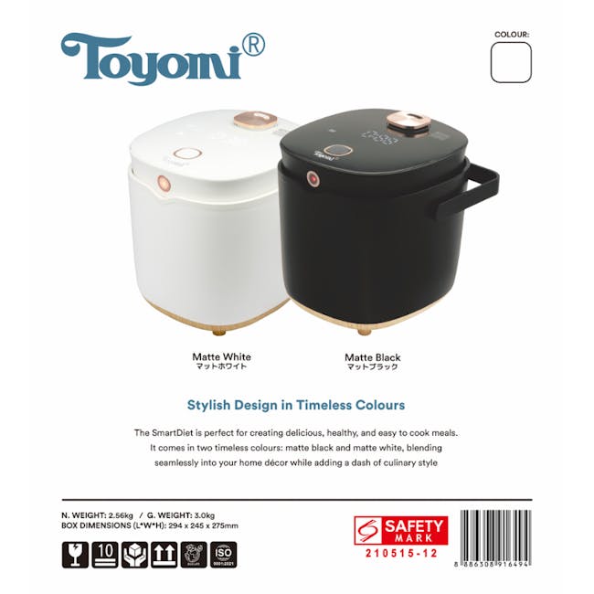 TOYOMI 0.8L SmartDiet Micro-Com. Rice Cooker RC 2080LC - White - 5