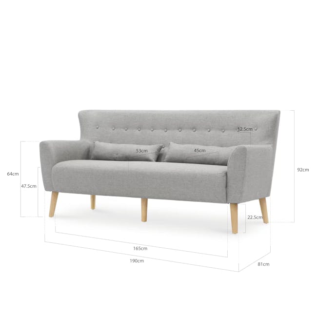 Sofia 3 Seater Sofa - Silver - 6