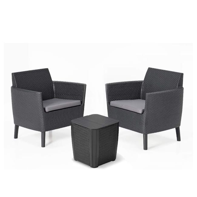 Salemo Balcony Sofa Set - Graphite - 5 - Woven armchair, dark gray fabric, comfortable seating, outdoor furniture, stylish