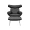 Jareth Lounge Chair with Ottoman - Black (Genuine Cowhide) - 1