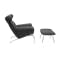 Jareth Lounge Chair with Ottoman - Black (Genuine Cowhide) - 2
