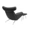 Jareth Lounge Chair with Ottoman - Black (Genuine Cowhide) - 3