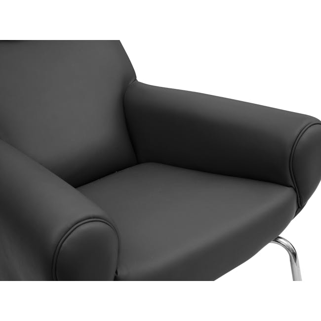 Jareth Lounge Chair with Ottoman - Black (Genuine Cowhide) - 4