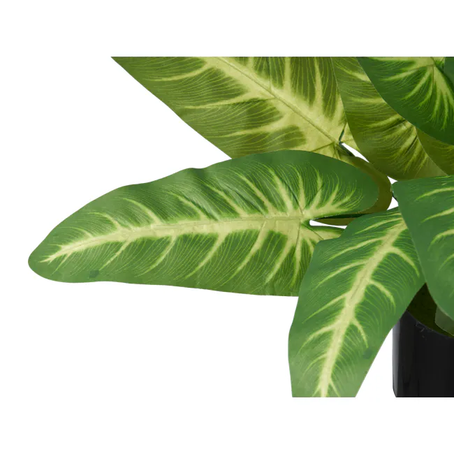 Potted Faux Syngonium Plant 42 cm - 5 - Green leaf with intricate vein patterns, glossy surface, vibrant green color