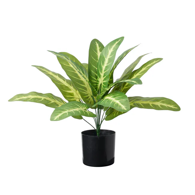 Potted Faux Syngonium Plant 42 cm - 3 - Green, variegated, large-leafed, glossy, healthy, vibrant, lush, tropical, indoor
