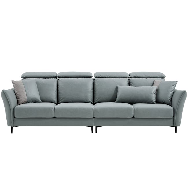 Emmanuel 4 Seater Sofa - Cool Grey (Adjustable Headrest) - 0