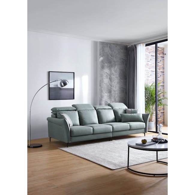 Emmanuel 4 Seater Sofa - Cool Grey (Adjustable Headrest) - 15