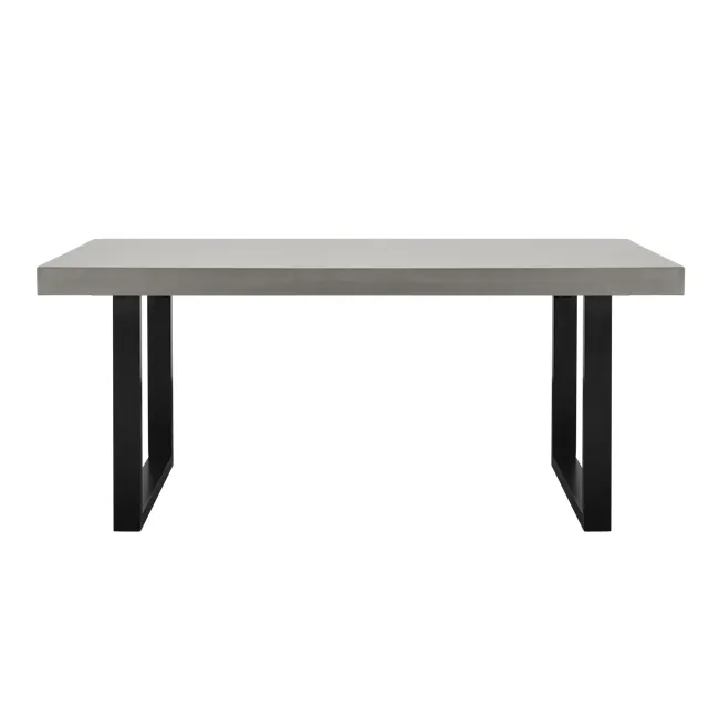 Titus Concrete Dining Table 1.8m - 12 - Modern minimalist table with sleek black legs, rectangular tabletop, clean lines