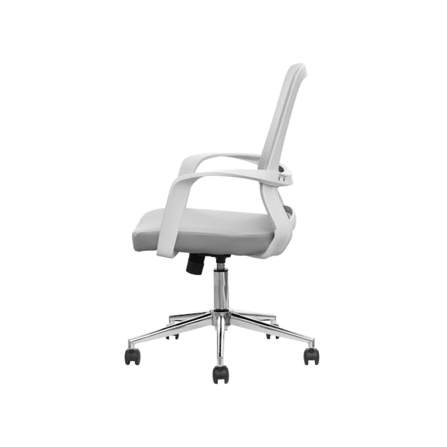 Saige Modular Study Table with Shelves 0.8m with Lewis Mid Back Office Chair - White, Grey - 10