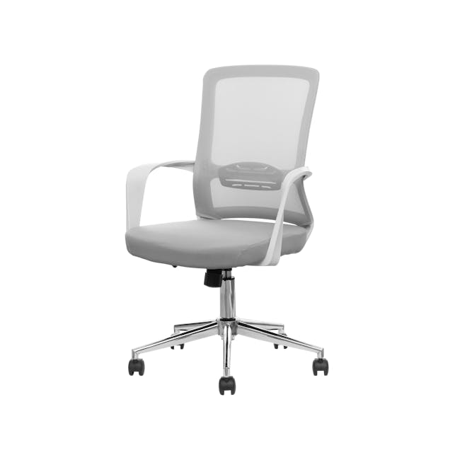 Saige Modular Study Table with Shelves 0.8m with Lewis Mid Back Office Chair - White, Grey - 9