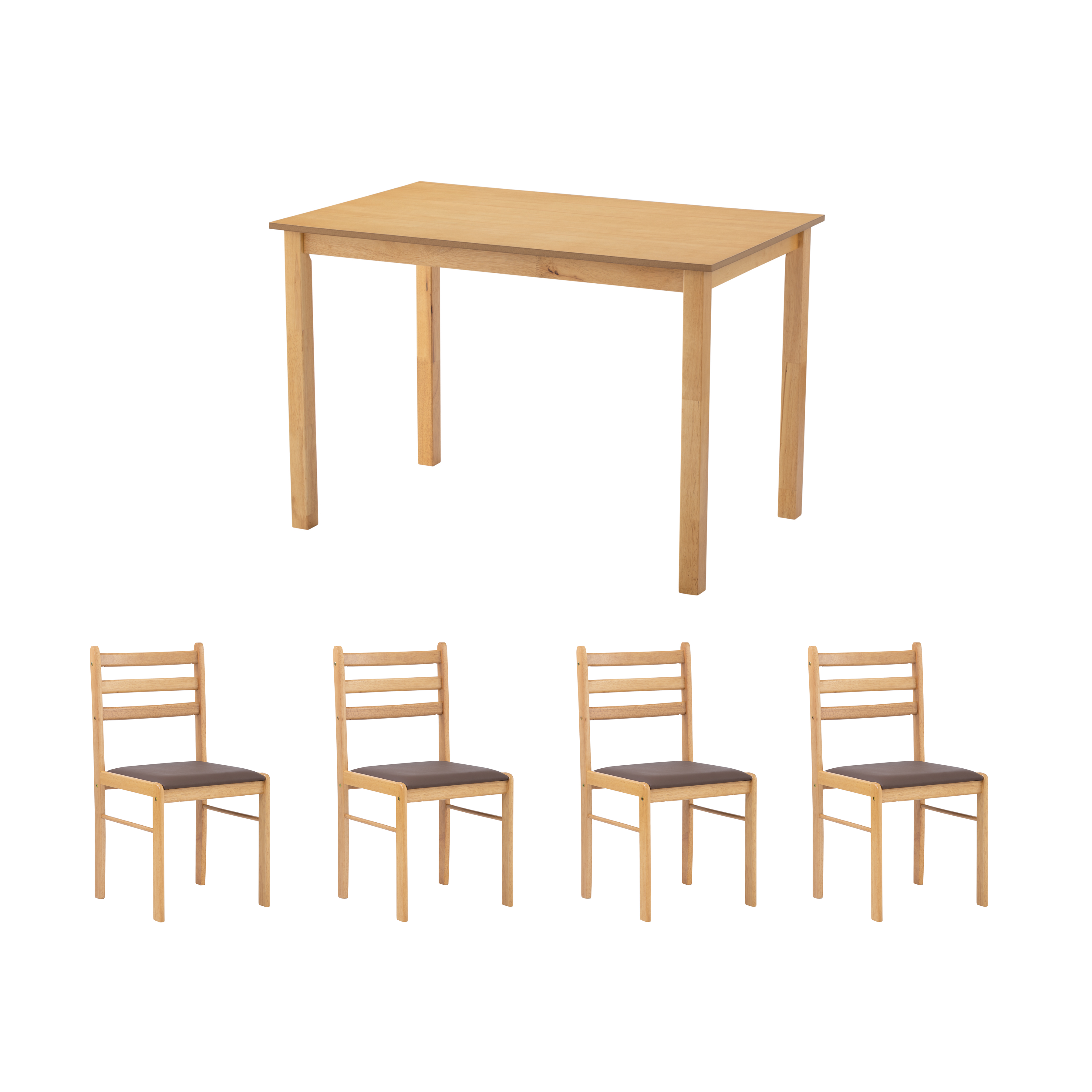 Wald Dining Table 1.1m with 4 Wald Chairs - Natural