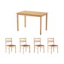 Wald Dining Table 1.1m with 4 Wald Chairs - Natural - 0