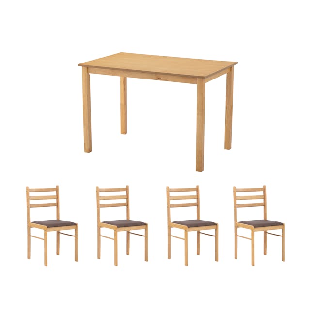 Wald Dining Table 1.1m with 4 Wald Chairs - Natural - 0