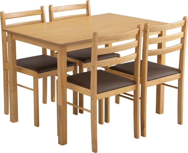 Wald Dining Table 1.1m with 4 Wald Chairs - Natural - 4