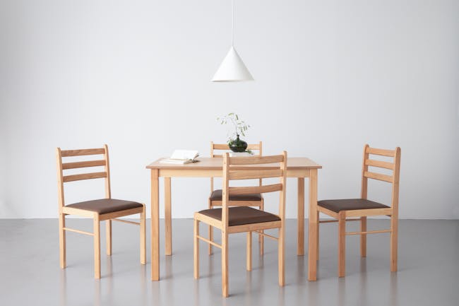 Wald Dining Table 1.1m with 4 Wald Chairs - Natural - 1