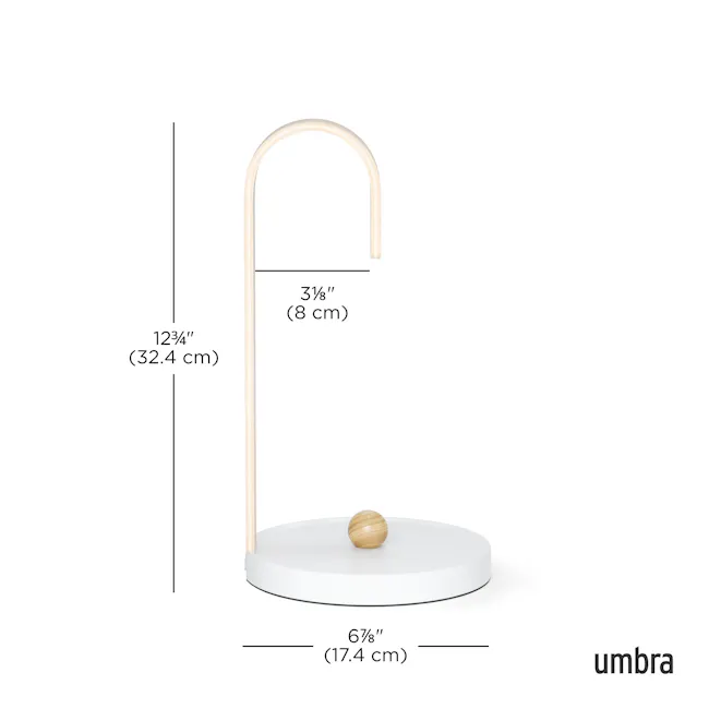 Bellwood Paper Towel Holder - White, Natural - 6 - umbrella stand, 31/8 inch height, 12 3/4 inch base, 3 1/8 inch arm, 6 3/8