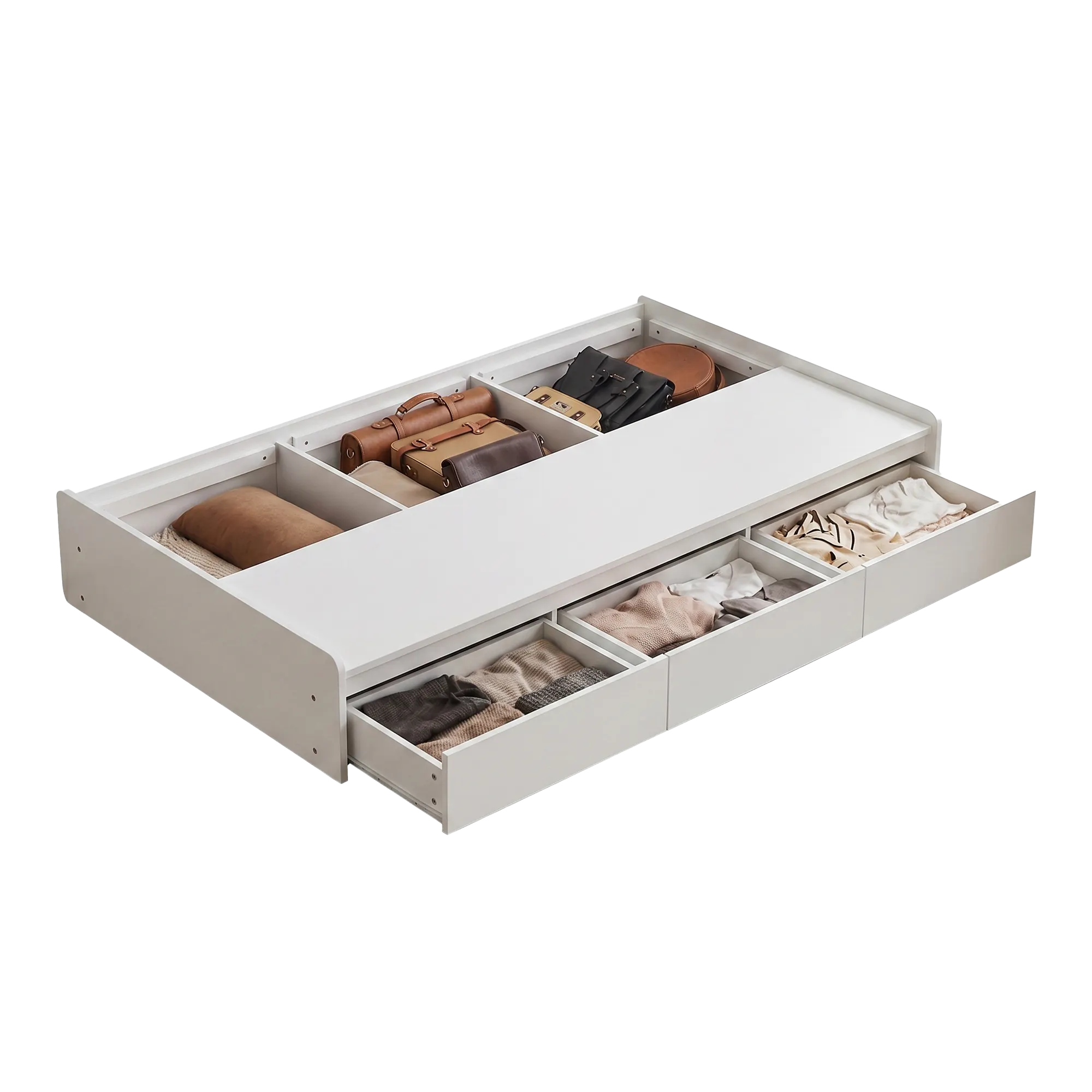 Alexis Super Single Platform Storage Bed - White