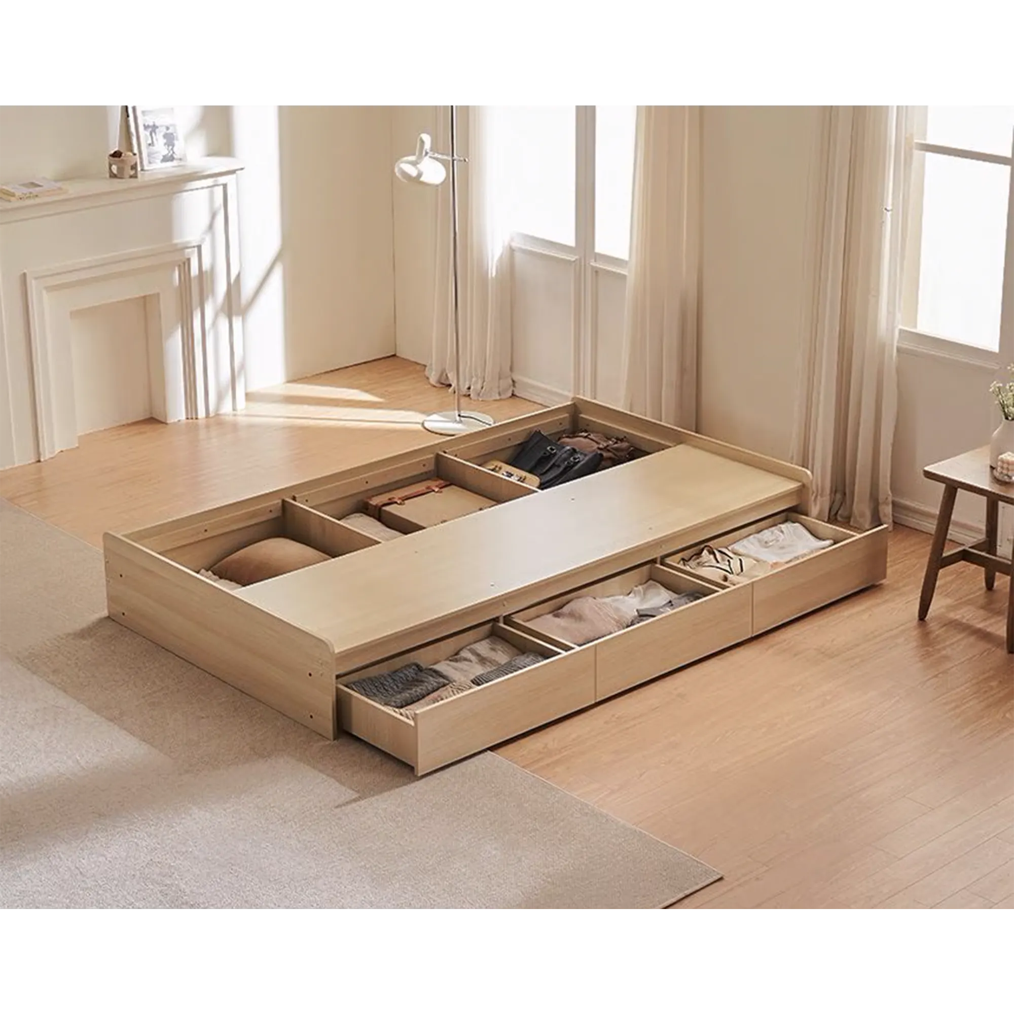 Alexis Super Single Platform Storage Bed - White - 14